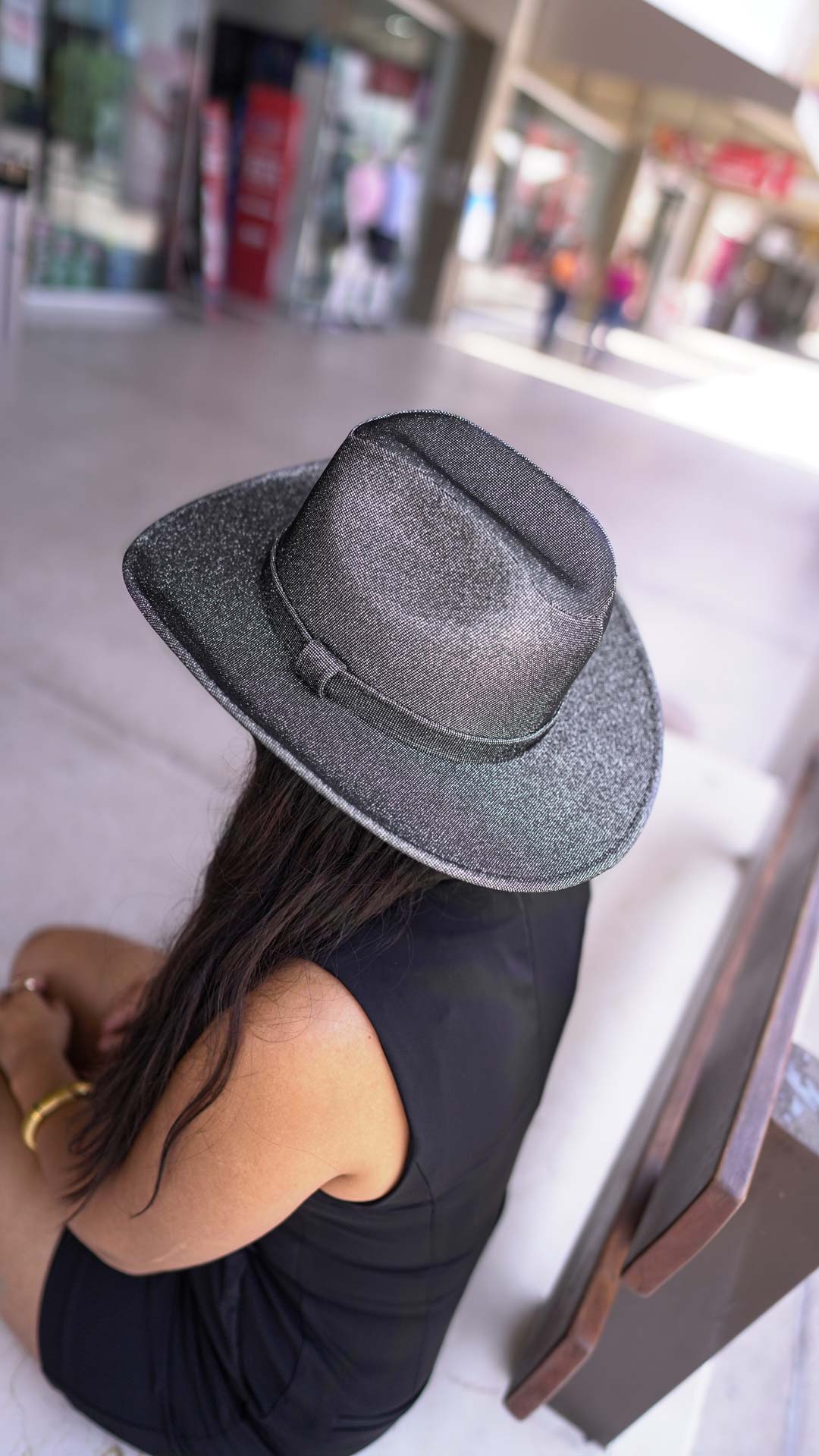 SOMBRERO BOLONA GLITTER GRIS